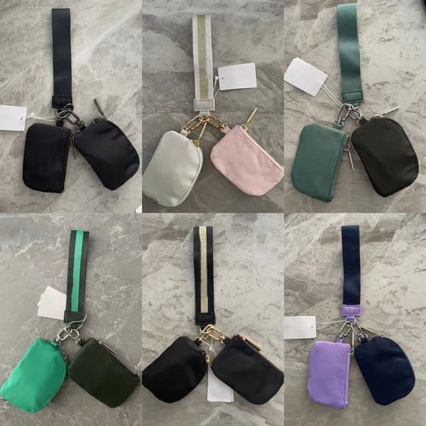 Keychains Lanyards Keychains Lanyards designer 5A Metal Keychain New Dual Pouch Wristlet Pochette Double Strap Waterproof Mini Yoga Bag Detachable Key Chain