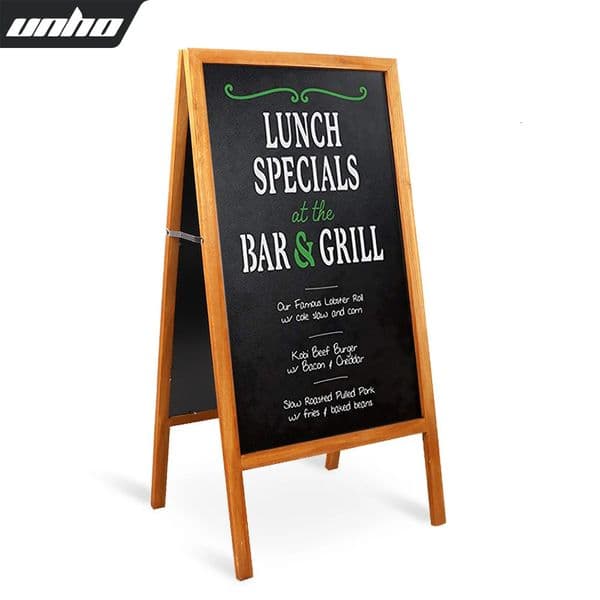 Outdoor wooden advertising board magnetic doublesided blackboard chalk display stand canvas with 2 cleaning cloths 241008