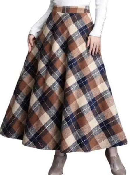Elastic waist half skirt autumn thick wool plain weave skiing high waist pocket long skirt 241007
