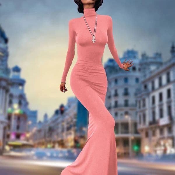 Womens autumn and winter ultra-thin Befree Maxi dress fashionable and sexy club long sleeved bohemian party elegant dress 241011