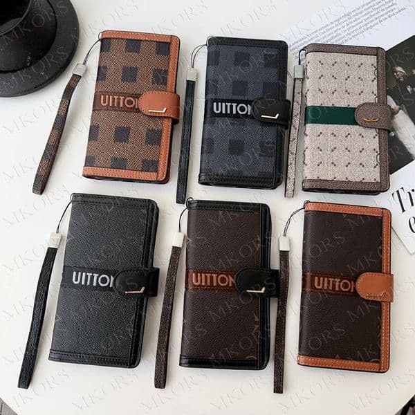 Top Fashion Designer Wallet Phone Case for iPhone 16 15 14 Pro Max 13 12 12pro Leather Folio Pouch Card Pocket Full Protective Cover Luxury Flower Letter Cover