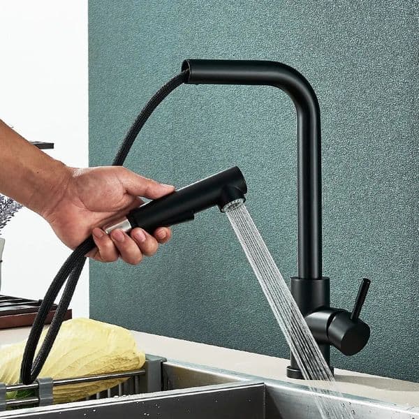 Black pull out kitchen sink faucet Flexible 2 mold flow and spray nozzle faucet Stainless steel -dip galvanized mixer faucet 240925