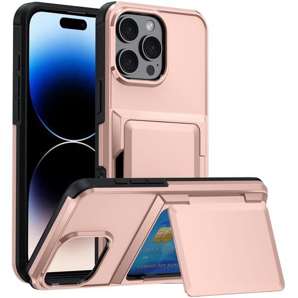 Heavy Duty Armor Wallet Case With Hidden Card Slot Stand Holder Store 3 4 Cards Protective Shockproof Hybrid Anti-Scratch Cover For iPhone 16 15 14 13 12 11 Pro Max