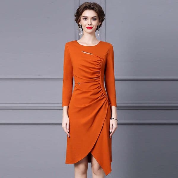 2024 Spring Autumn Dress Womens Long Sleeve High End Wrinkle Thin and Irregular Matching Coat Hip Wrapping Skirt Novelty Oversize Dress Lace Dress
