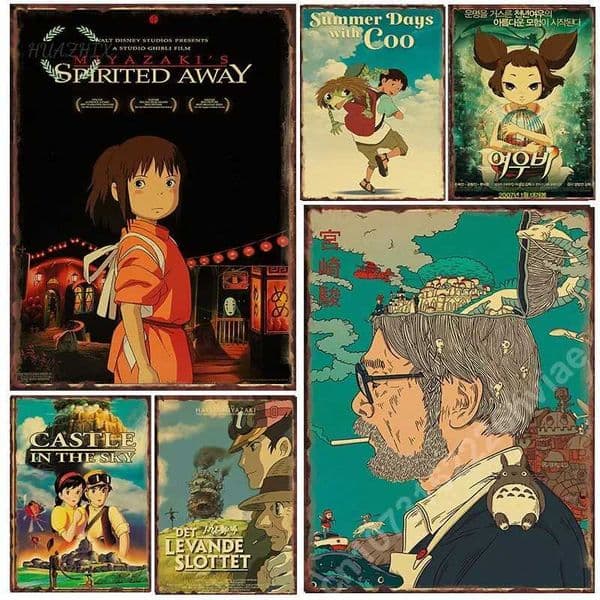 Miyazaki Hayao Totoro Anime Poster Retro Metal Tin Logo Club Bar Home Decoration Wall Decoration Mural W241010