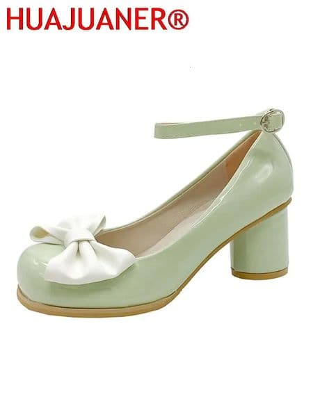 High Heels Women Mary Janes Lolita Retro Dress Thick Pumps Summer Sandals Party Bow Ladies Shoes Prom atos 241014
