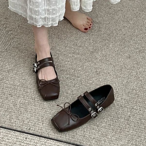 2025 new er Spring Women Mary Jane Fashion Square Toe Ladies Soft Sole Flats Womens Comfort Ballerinas Shoes 241014