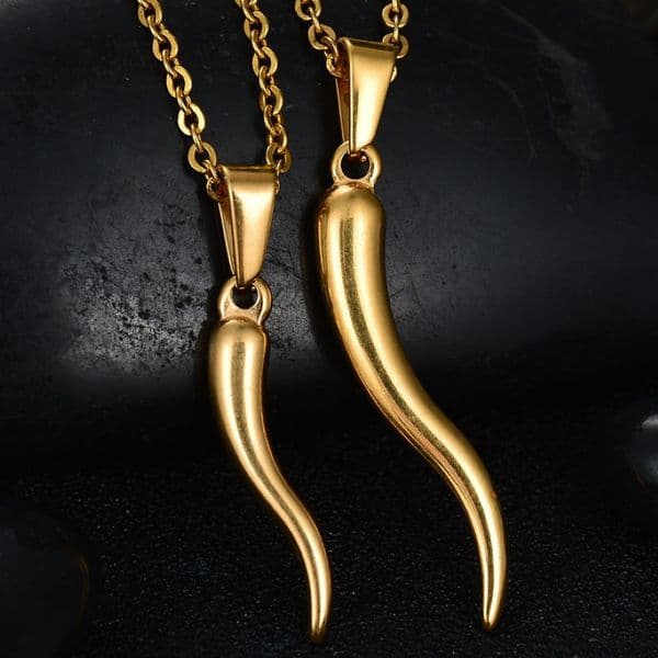 Pendant Necklaces Pendant Necklaces Italian Horn Necklace Stainless Steel For Women Men Gold Color 50cm 255W