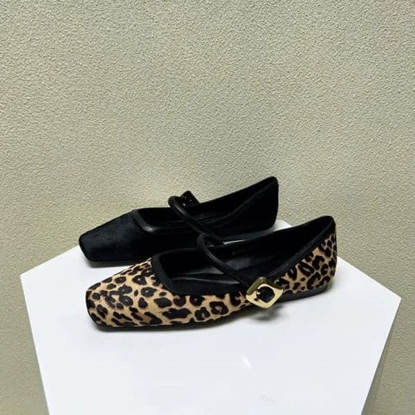Fashion Womens Flat Shoes Round Toe Leopard Print Casual Shoes Woman Breathable Slip-on Outdoor Soft Mary Jane Shoes 241014
