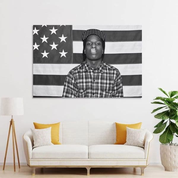 2x3ft/3x5ft/4x6ft Rocky ASAP American Flag Rap Rapper Motivational Inspirational Office Gym Wall Dorm Decor Only Sewing With 4 Brass Grommets Funny Tapestry 0012