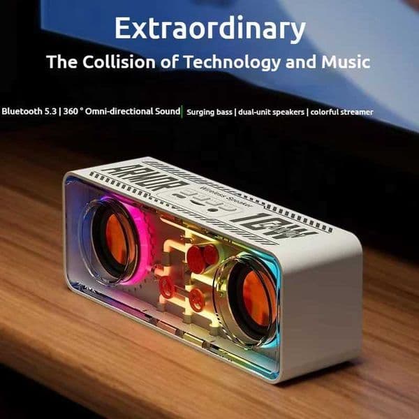 Double speaker transparent mechanical wireless Bluetooth speaker Cyberpunk style birthday gift Easter boy girl friend CL241015