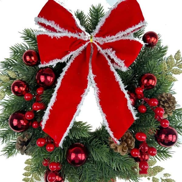 Decoration 40Cm Weaving Big Bow Door Hanging Holiday Pendant Christmas Window Atmospheric Props 241015