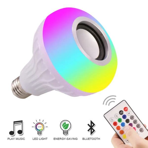 E27 Smart LED Light RGB Wireless Bluetooth Speakers Bulb Lamp Playing Dimmable 12W Music Player Audio with 24 Keys Remote Control