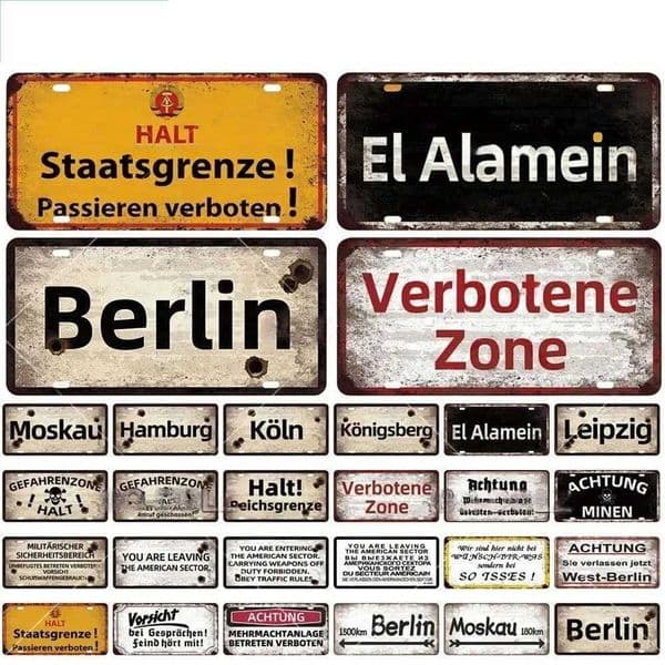 Vintage Berlin City Plate War Tin Sign Store Bar Metal Sign Home Club Man Cave Pub Decor Painting Plaques Poster Wall DecorationXJ241010