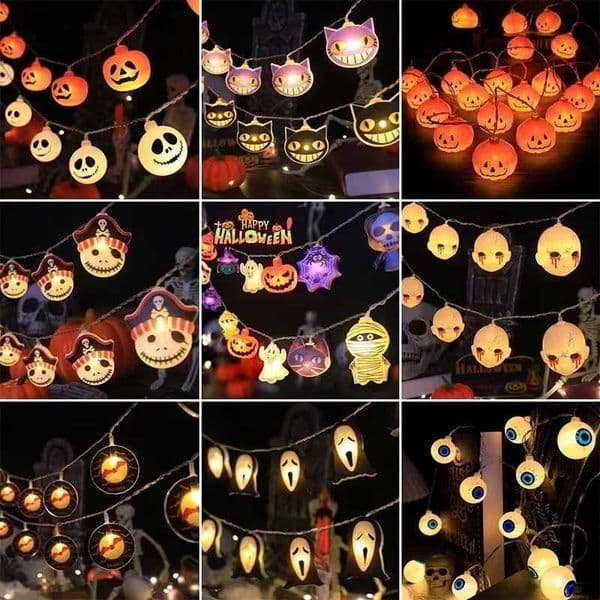 Halloween Pumpkin String Lantern Bat Spider String Lantern Battery Powered Outdoor Party Garden Decoration Night Lantern X2410151