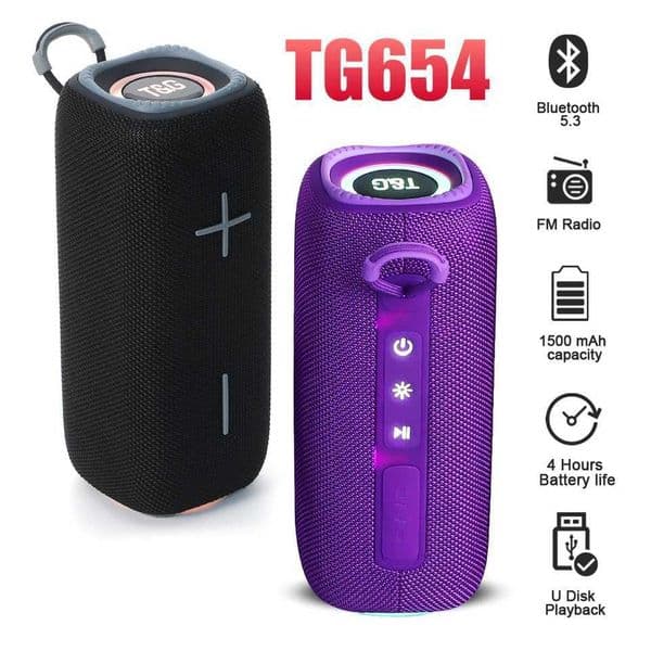TG654 Bluetooth speaker portable TWS wireless subwoofer 16W dual bass FM radio AUX TF USB music speaker CL241015