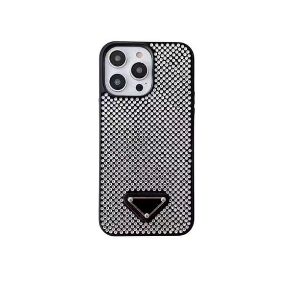 Designer Phone Case for iPhone 16 Pro Max Case 15 14 Plus 13 Luxury Rhinestone Crystal Glitter Sparkling Velvet Lined Back Cover ANW9