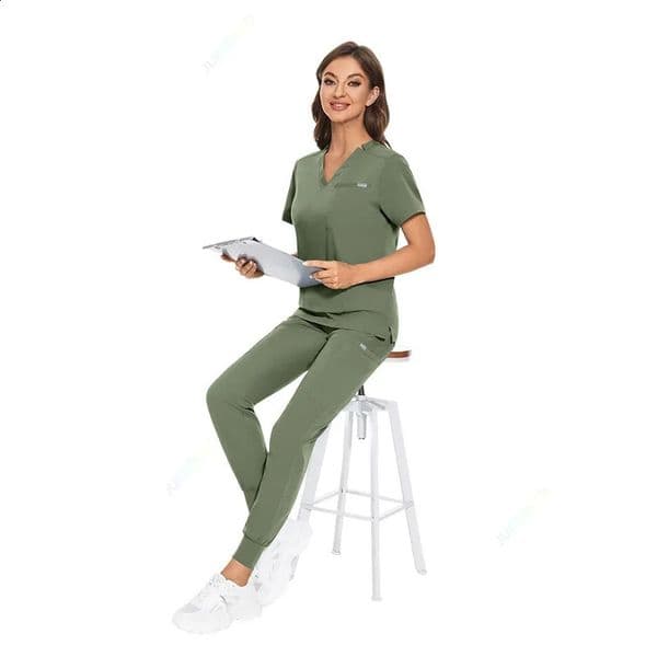 Multicolor Scrubs Uniform Short Sleeve TopsPants Uniform Women Pet Shop Doctor Scrub Workwear Scrub Set 241112