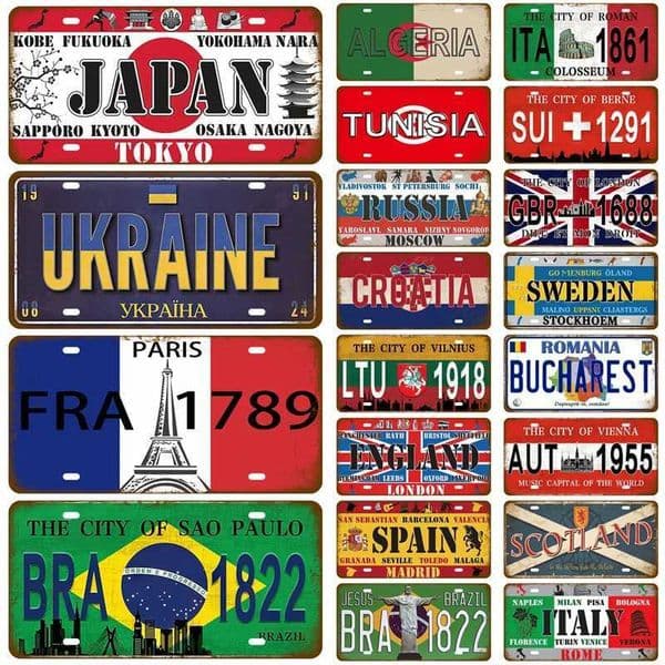 France US Decorative Tinplate Plate Vintage Plaque Metal Sign Home Wall Decor Bar Painting Metal Poster Tin Sign Spain GermanyXJ241010