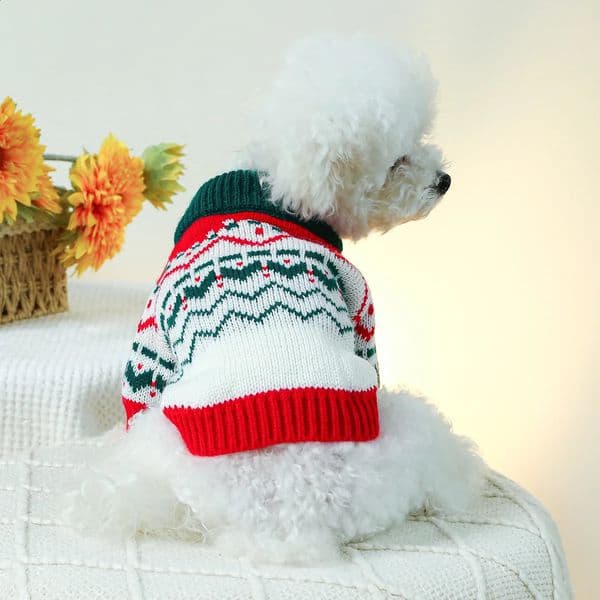 Pet Striped Christmas Sweater Cat Autumn and Winter Knitted Clothing Warm Christmas Fireworks Sweater Dog Clothing 240929