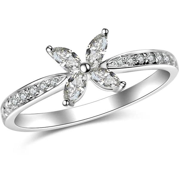 925 Sterling Silver Engagement Cluster Ring for Women Flower Band Rings Wedding Trend Female Jewerly Party Gifts 241016