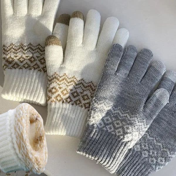 For Women Men Wool Knitted Winter Glove TouchScreen Warm Stretch Mittens Full Finger Guantes Crochet Thicken 241016