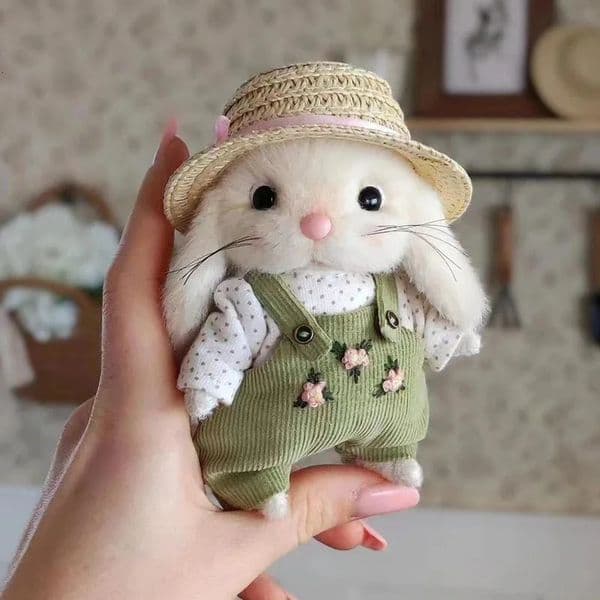 Kawaii Fur Rabbit Keychain Cartoon Garden Rabbit Doll Bag Pendant Soft Fur Animal Keychain Gift Wholesale 2024 241016