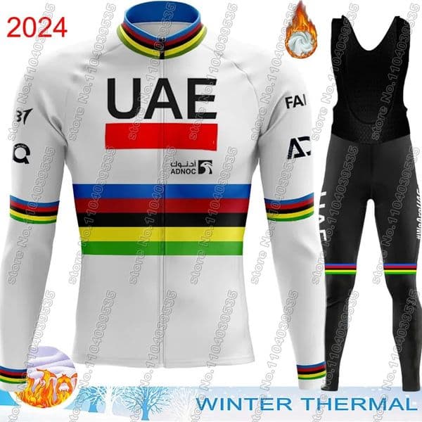 UAE Cycling Jersey Winter 2024 Set Men World Champion Long Sleeve Tadej Pogacar Clothing Suit MTB Bike Road Pants Bib Maillot 241011