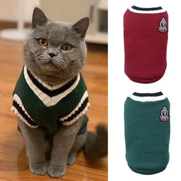 Pet cat solid clothing autumn winter small dog Christmas sweater kitten Pullover puppy vest clothing kitten jacket set 241016