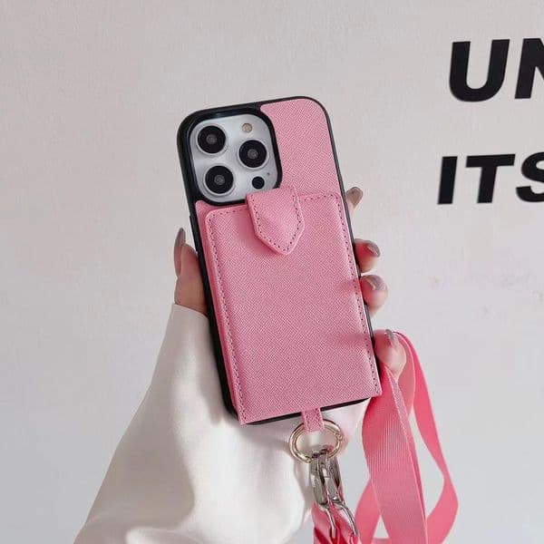 Cell Cases Crossbody Designer Phone Case for Apple iPhone 17 16 Pro Max 15 14 Plus 13 12 11 Luxury PU Leather Wallet Card Holder Pocket Strap Back Cover Funda