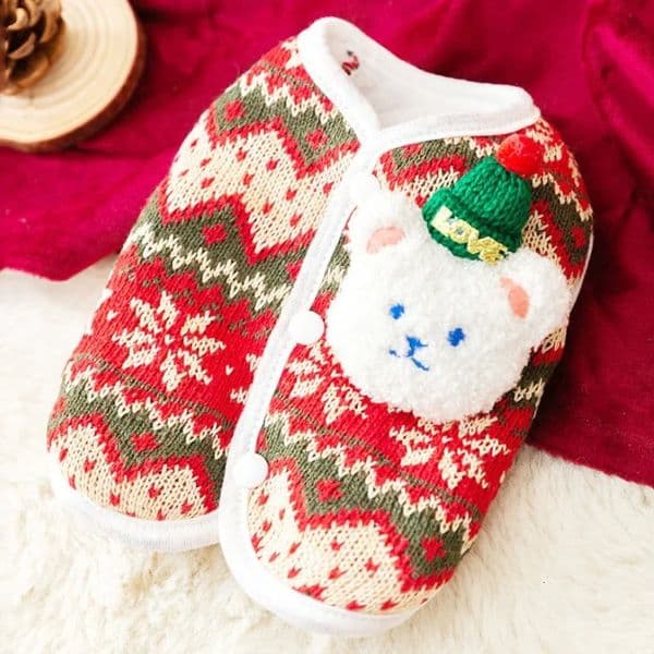 Winter Warm Pet Dog Coat Christmas Dog Clothing Cute Bear Snow Printed Clothing Chihuahua Happy Year Dog Vest Dog Cardigan 241016