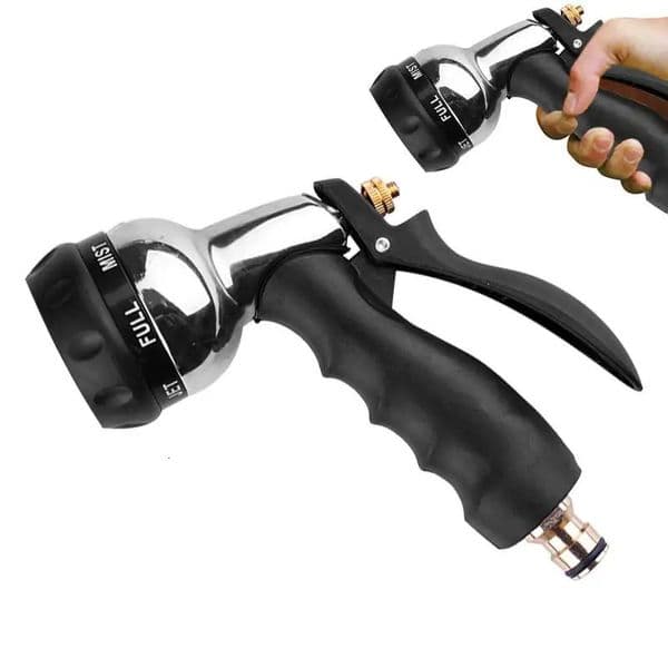 Garden hose nozzle is a metal water hose nozzle used for garden hose nozzles with 7 adjustable spraying modes for water and washing 241016