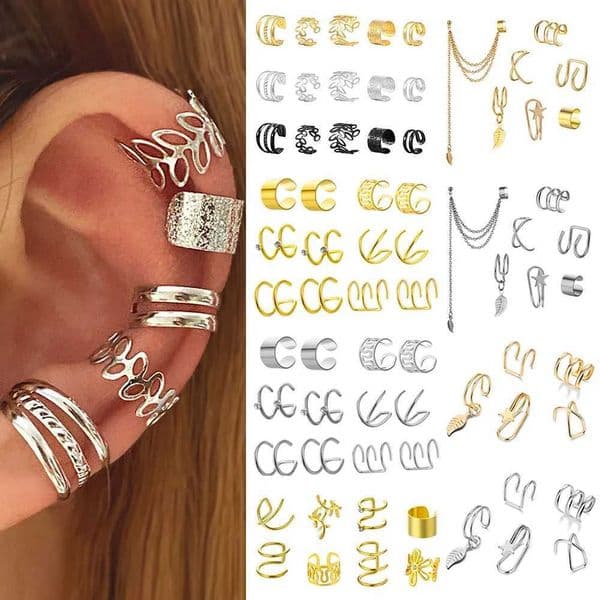 IFKM Womens Solid Color Leaf Clip Earrings Creative Simple C Ear Cuffs Non Perforated Ear Clip Set Trend Jewelry Gifts W241017