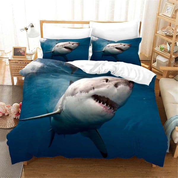 2026 3D Blue Ocean Sharks Duvet With Pillow Cover Bedding Single Double Twin Full Queen King Size Bed Set For Bedroom Deco Free Shipping