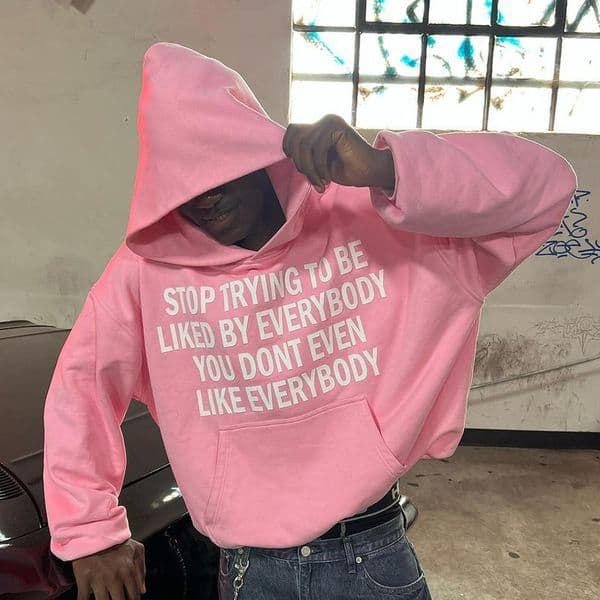Men Clothing Sweatshirts for Man Hoodies Big Size Y2k Pink Letter Oversized High Street Casual Hooded Unisex Pullover Loose 241016