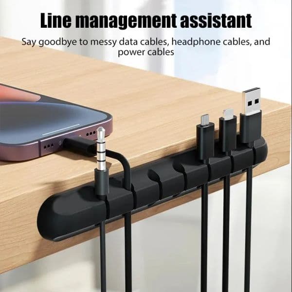 USB Cable Organizer Management Wire Holder Flexible USB Cable Winder Tidy Silicone Clips 7Port 5Port 3 Port For Mouse Keyboard Earphone Protector 5Packs/lot