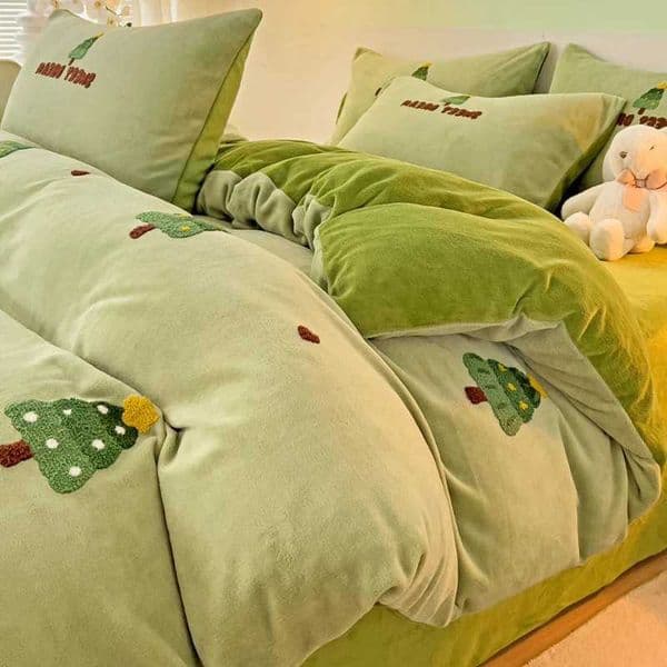 150x200 Winter Plush Bed Sheet Home Decoration Double-sided Thickened Milk Coral Velvet Duvet Cover Four Piece Flannel SetXJ241015