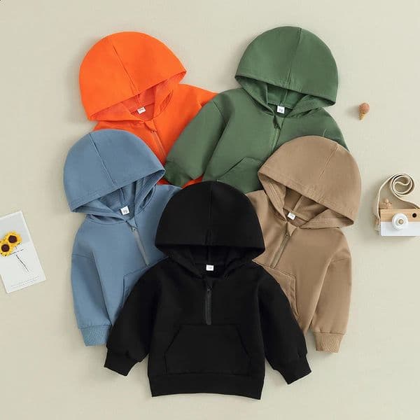 036months Baby Hooded Sweatshirt Solid Color Long Sleeve Hoodie Pullovers For Toddler Boys And Girls Spring Fall 241017