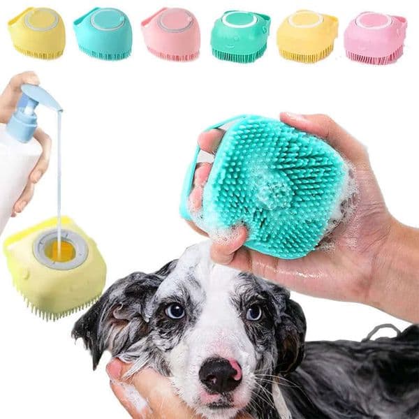 Soft Silicone Scrubber Pet Bath Dog Shampoo Massage Dispenser Shower Grooming Brush For Short Long Haired Dogs And Cats Washing S S s