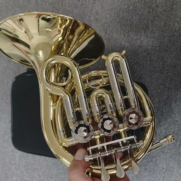 High quality mini French horn gold single row United States craftsmanship manufactured brass instrument with accessories