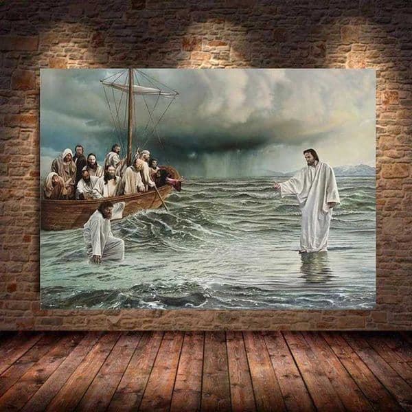 Jesus Christ Walking On Water Canvas painting Poster And Prints Wall Art Pictures For living room Home DecorationXJ241016