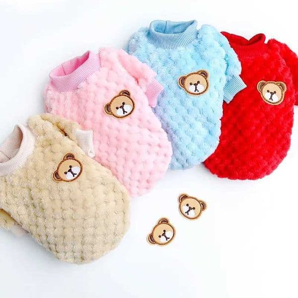 Pet Dog Clothes Winter Warm Dog Hoodies Soft Puppy Pullover Cute Bear Print Cat Sweatshirt Chihuahua Clothes Fashion Pet HoodiesXJ241018
