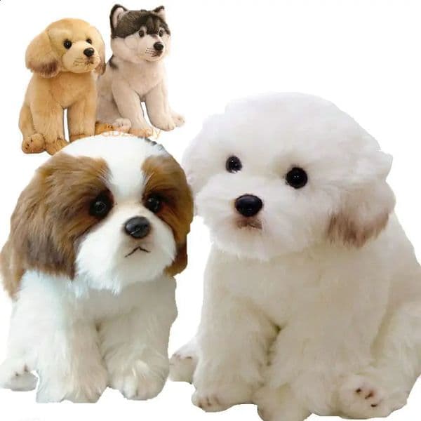 Simulation Maltese Dog Plush Toy Stuffed Animals High Quality Realistic French Bulldog German Shepherd Pug Pet Puppy Doll Toys 241017