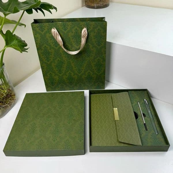 Notepads Designer Green Notebooks Gift Box Packing Business Office Notepad Memorial Gift Christmas Gift