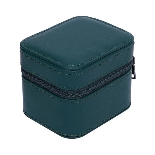 Green watch storage box with metal zipper and detachable pillow flannel lining for jewelry display box 241018