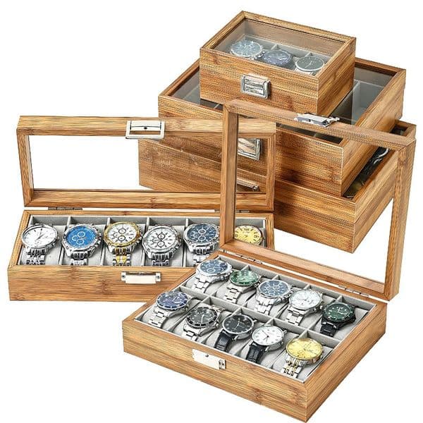 12 slot Bammboo wooden watch collection box watch storage box for women and men 241018