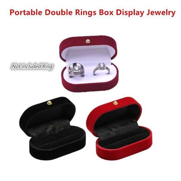 1 portable dual ring box display jewelry gift stand wedding engagement ring box female organizer W241019