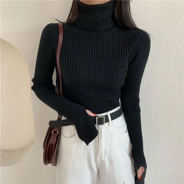 Guihuatu autumn womens floral collar sweater long sleeved ultra-thin elastic Korean solid basic womens skydiving top 241019