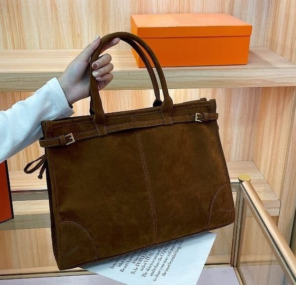 Suede Brown Shoulder Bag Womens Designer Totes Bag Soft Lux Leather Luxury Handbag Casual Mens New Tote