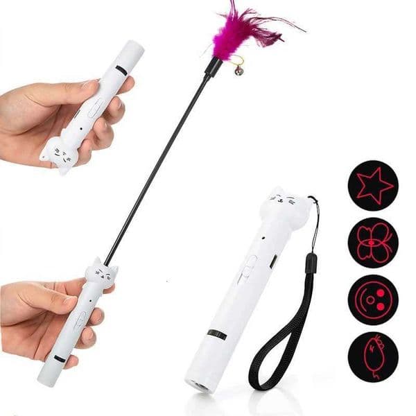 Other Cat Supplies 1pc Pet Pen Laser Multifunction USB Multi-Pattern Toys Projection Three-in-one Feather Stick Animal